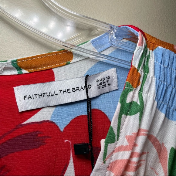 Faithfull The Brand Anita Floral Print Midi Dress Multicolor Women Size Medium - Picture 8 of 11